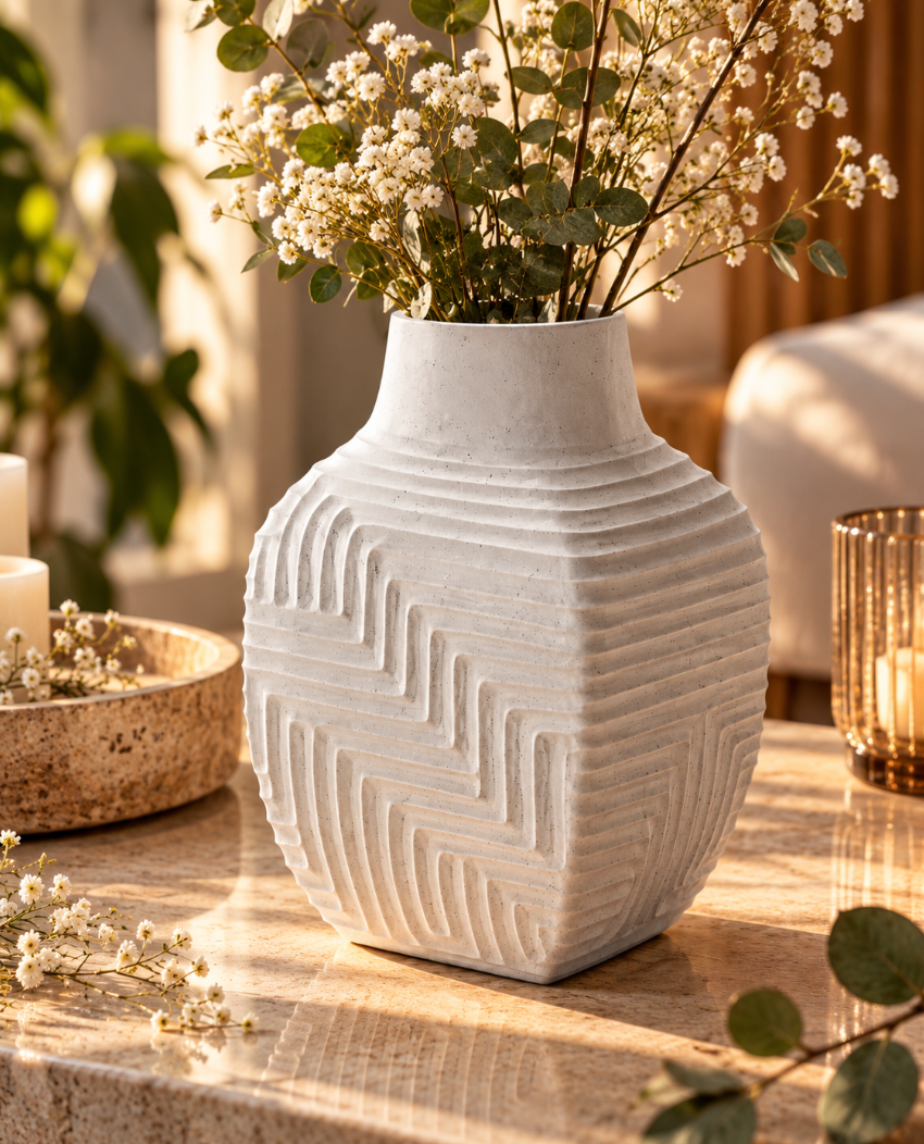 3D-Vase Weiß – Moderne geometrische Dekovase