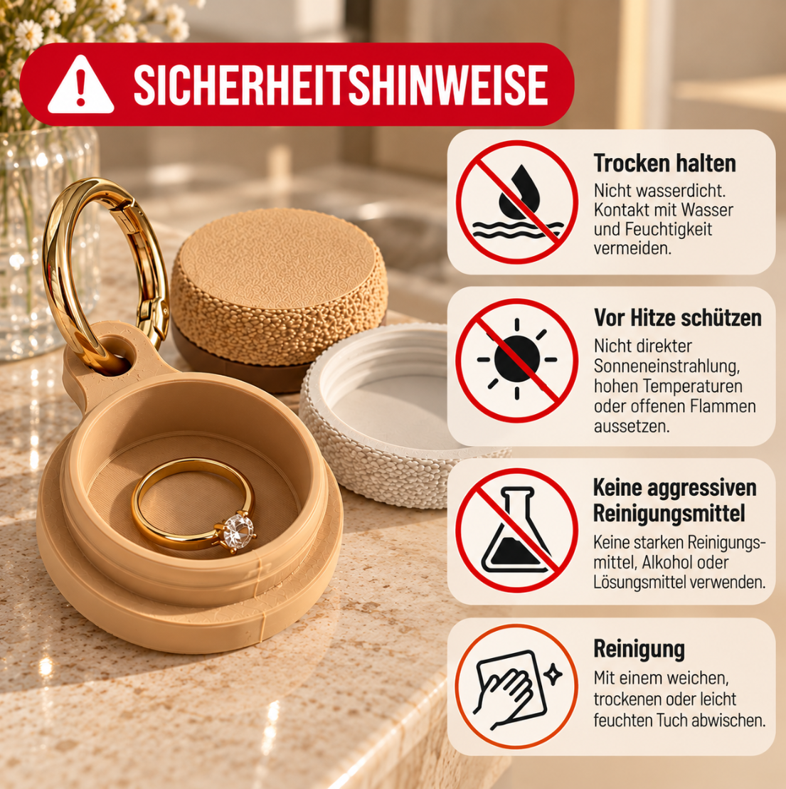 Ringhalter Schlüsselanhänger – Schmuckaufbewahrung für unterwegs
