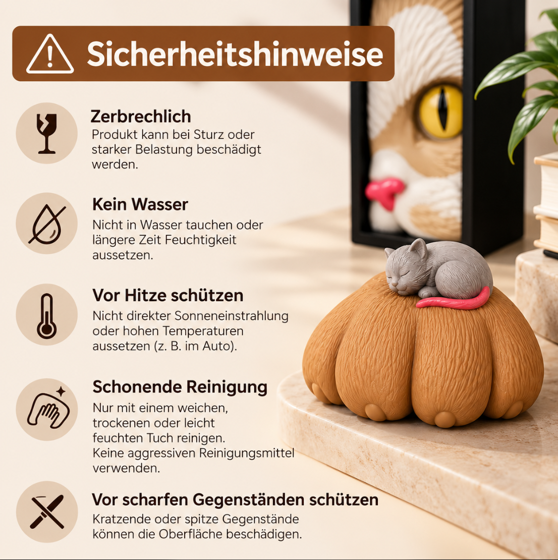 Katzen Buchstütze mit Maus – Deko fürs Bücherregal