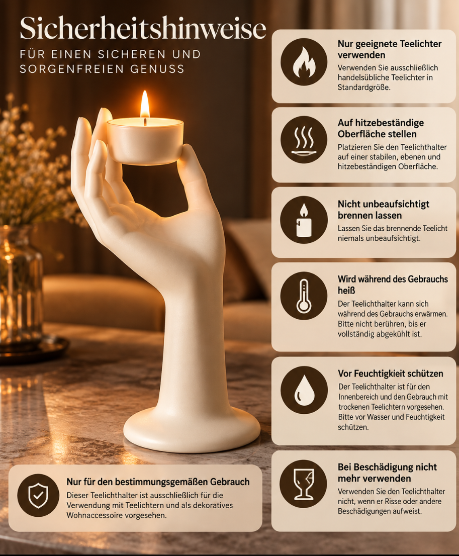 Skulpturaler Hand-Teelichthalter – Elegante Deko für moderne Wohnräume