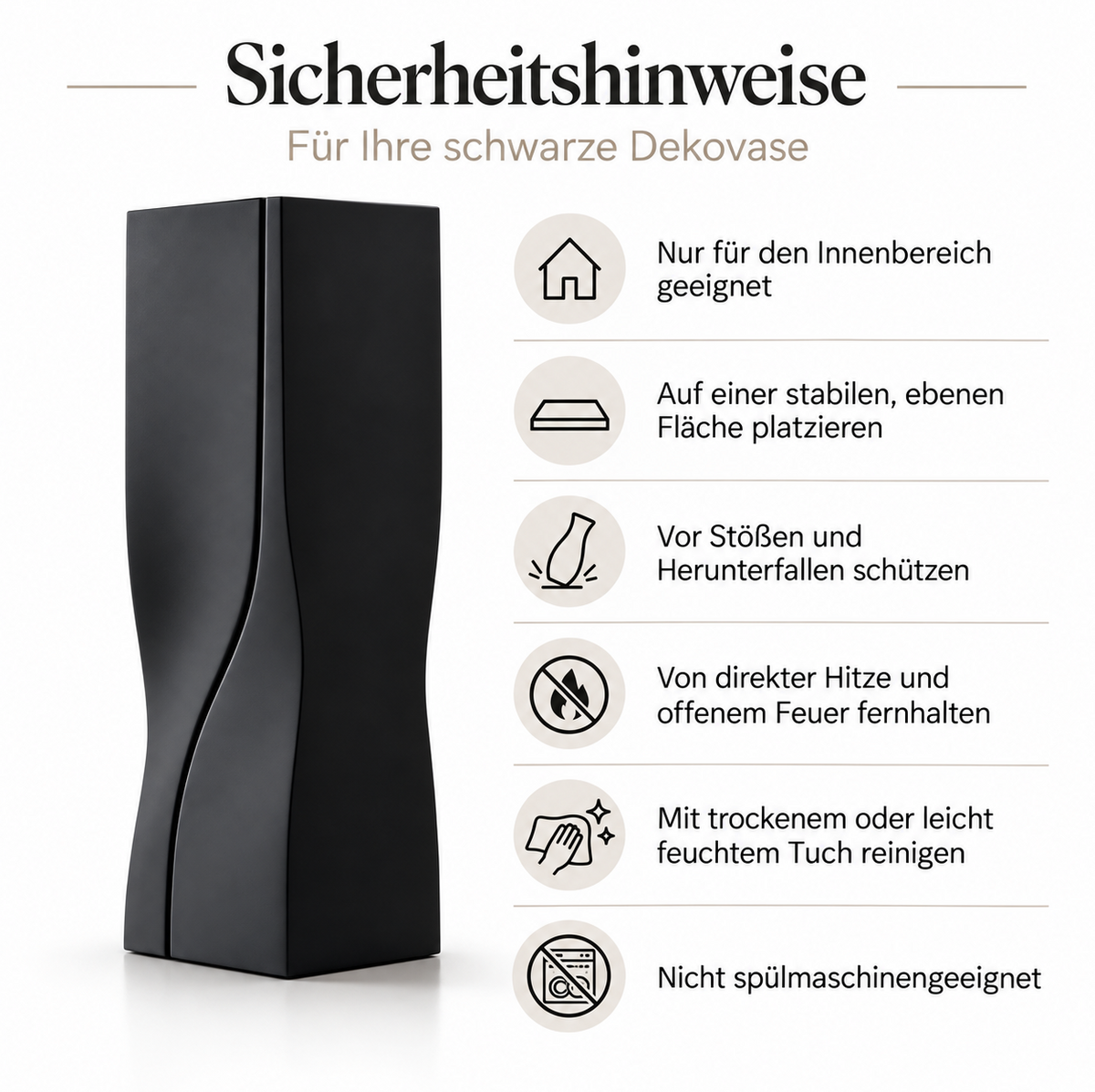 Skulpturale Designvase in Schwarz – Moderne Deko mit geschwungener Form