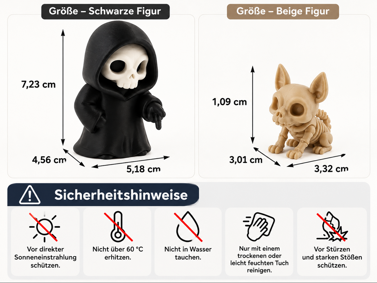 Sensenmann mit Skelettkatze – Süß-düstere Gothic Deko