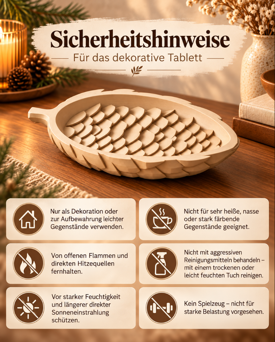 Dekoratives Tablett in Zapfen-Optik – Organizer für Schlüssel, Schmuck & Deko