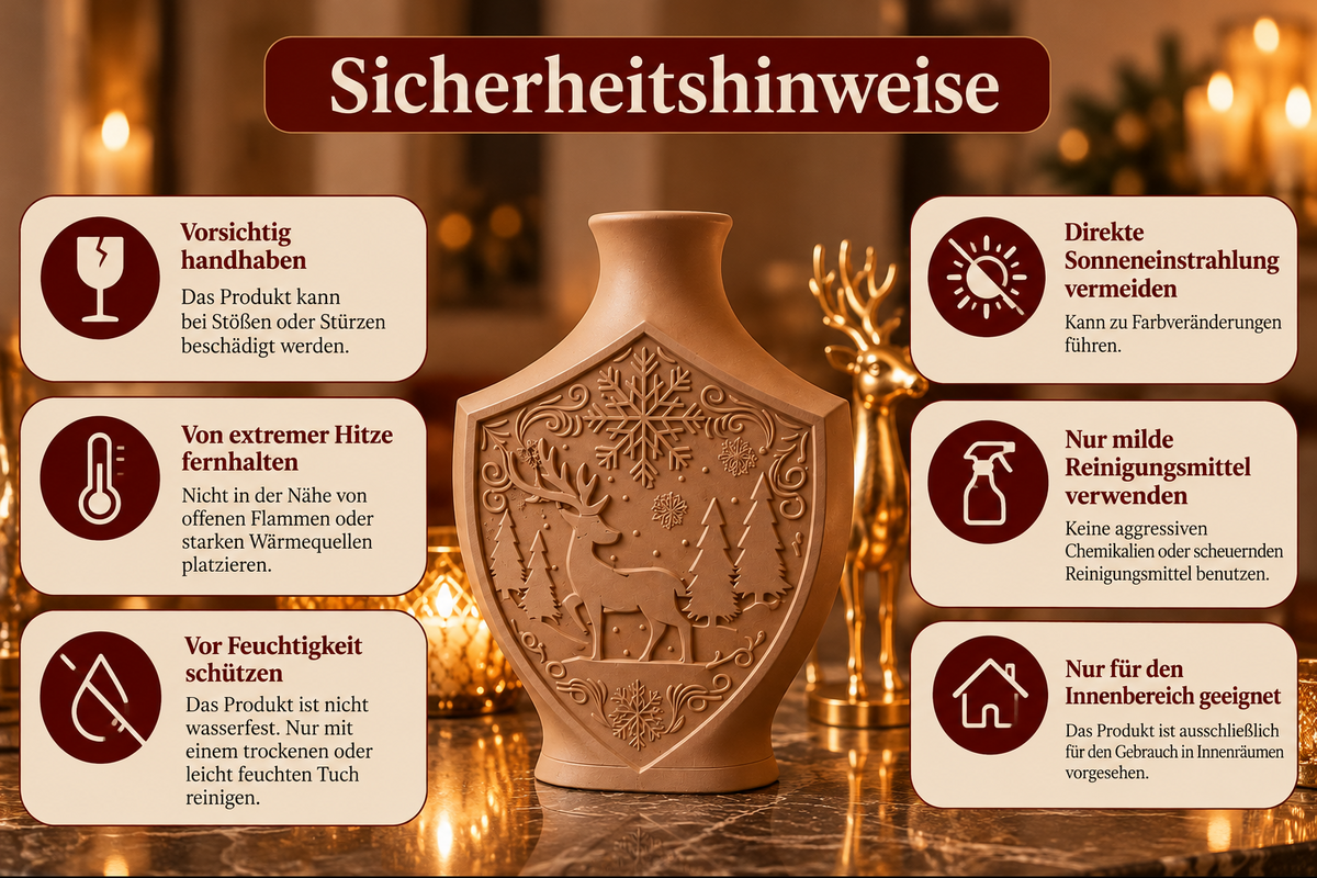 Weihnachtsvase mit Hirschmotiv – Elegante Winterdeko in der Farbe Latte