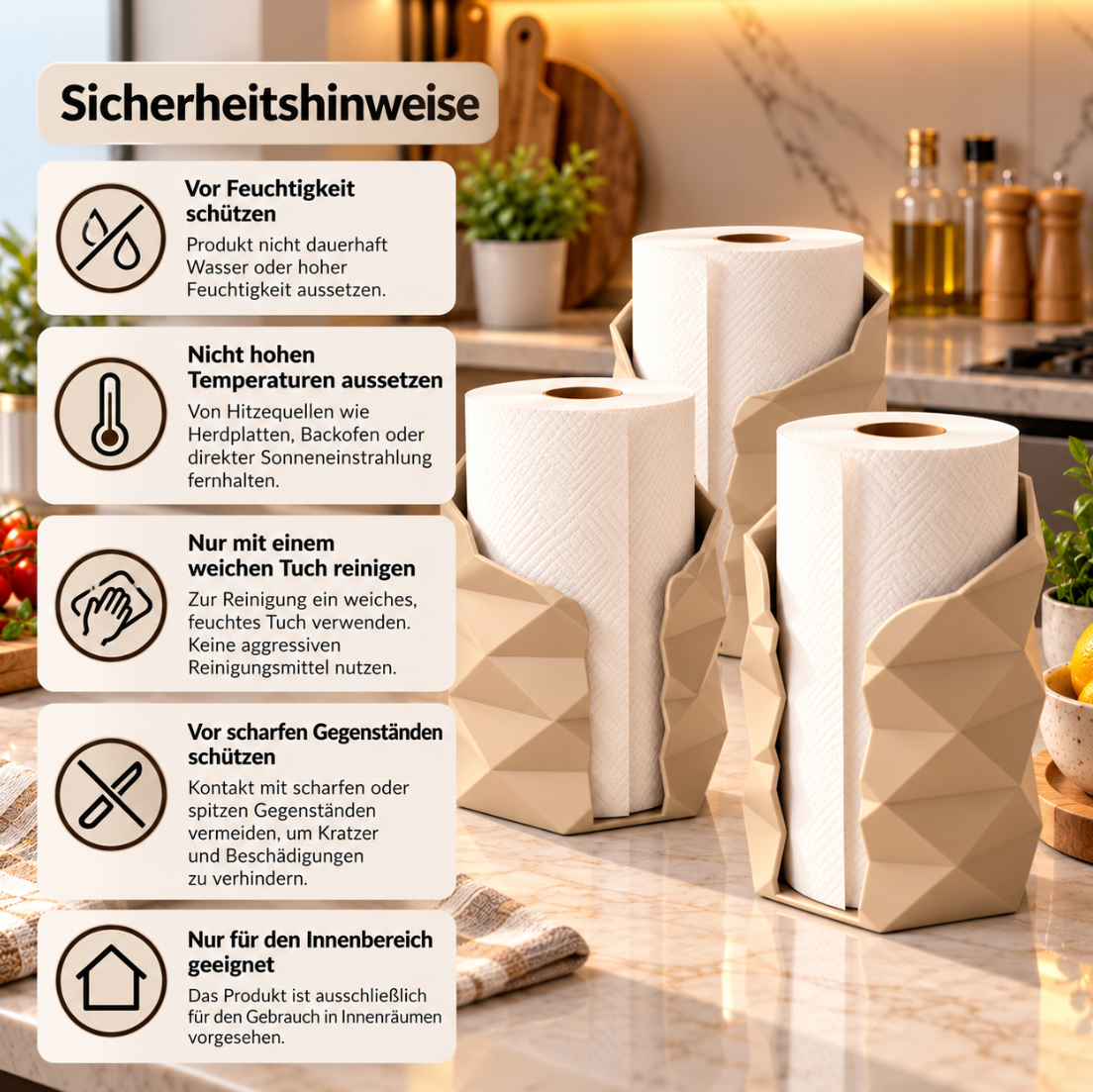 Moderner Küchenrollenhalter mit geometrischem Design