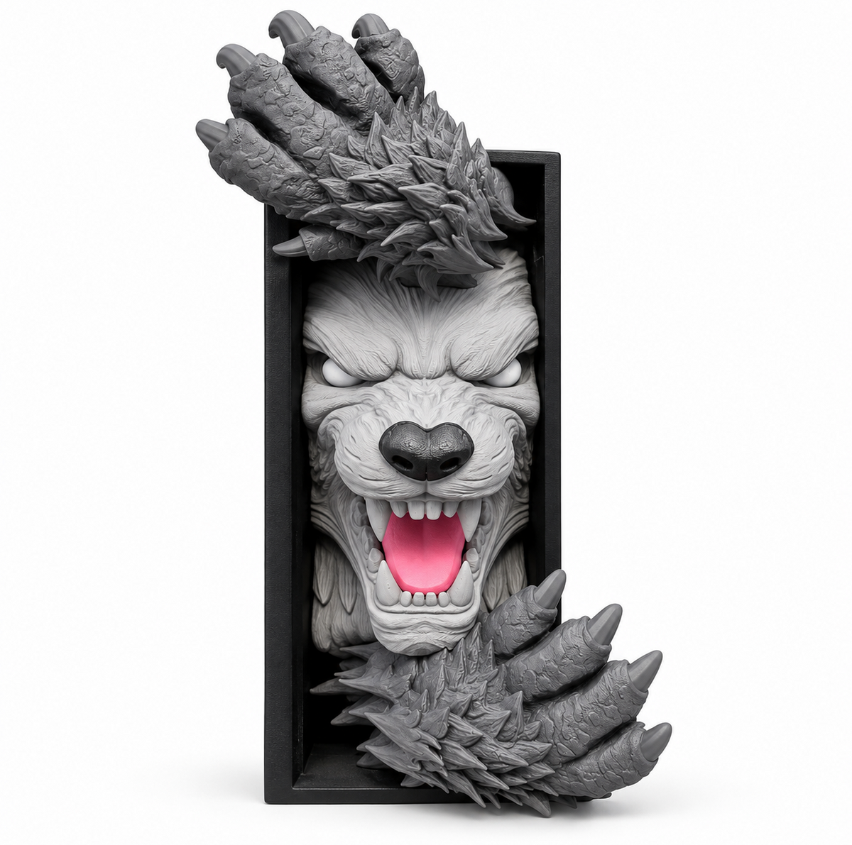 Wolf Buchstütze 3D – Dekorativer Wolfskopf mit Krallen für Bücherregal & Gothic Deko