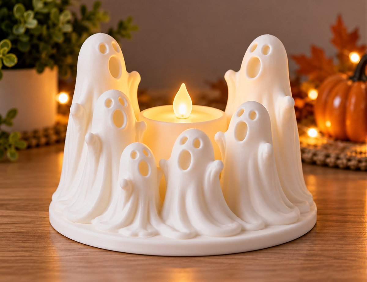 Halloween-Geisterdeko – LED-Teelichthalter