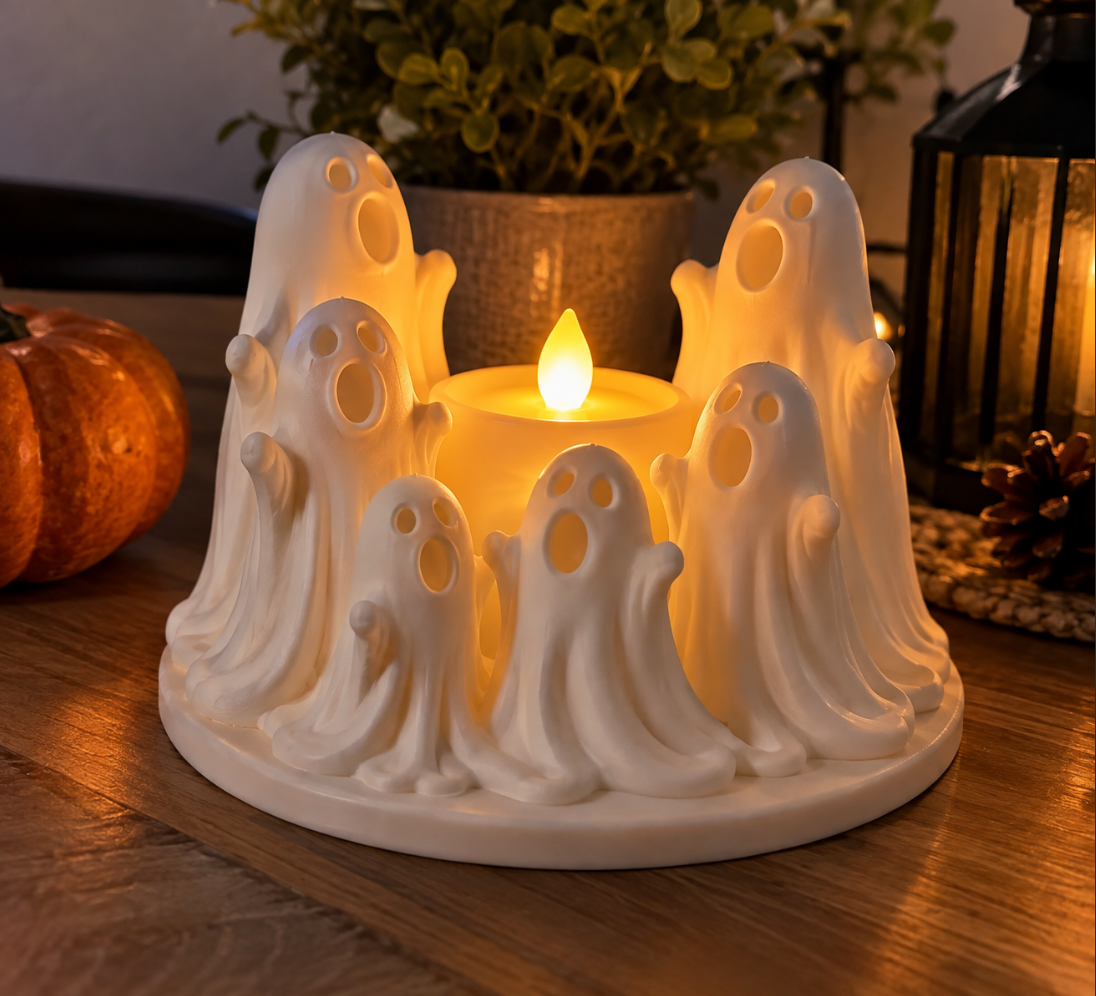 Halloween-Geisterdeko – LED-Teelichthalter