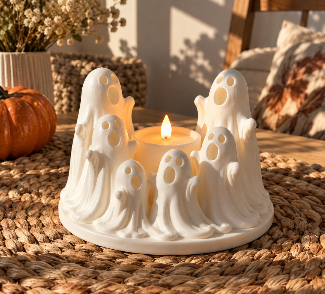 Halloween-Geisterdeko – LED-Teelichthalter