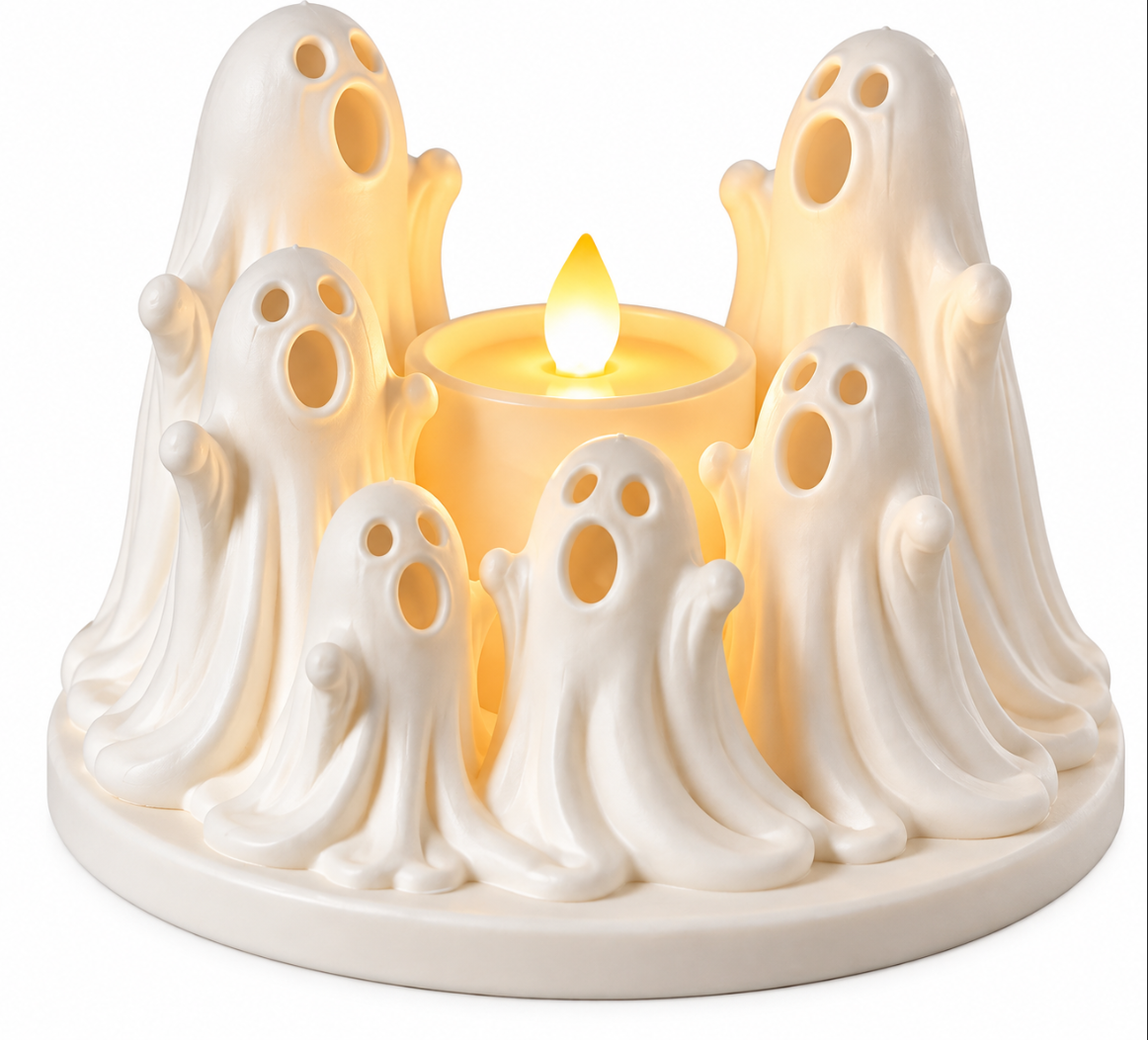 Halloween-Geisterdeko – LED-Teelichthalter