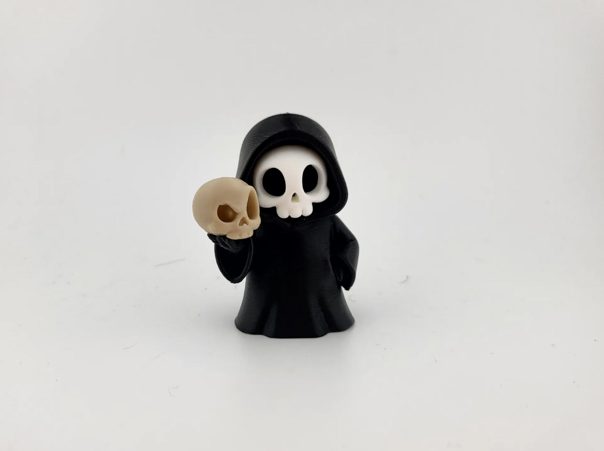 Totenkopf-Figur mit Schädel – Halloween-Deko