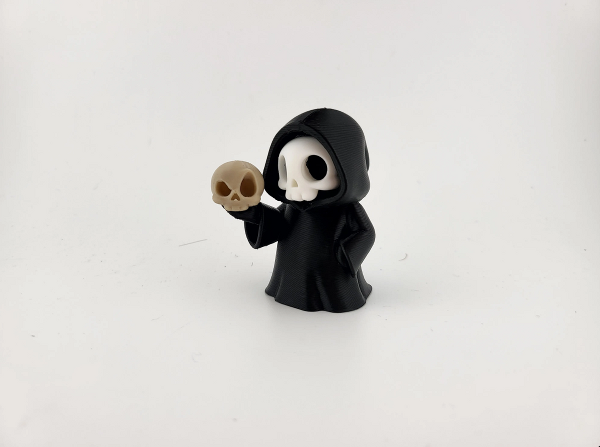 Totenkopf-Figur mit Schädel – Halloween-Deko