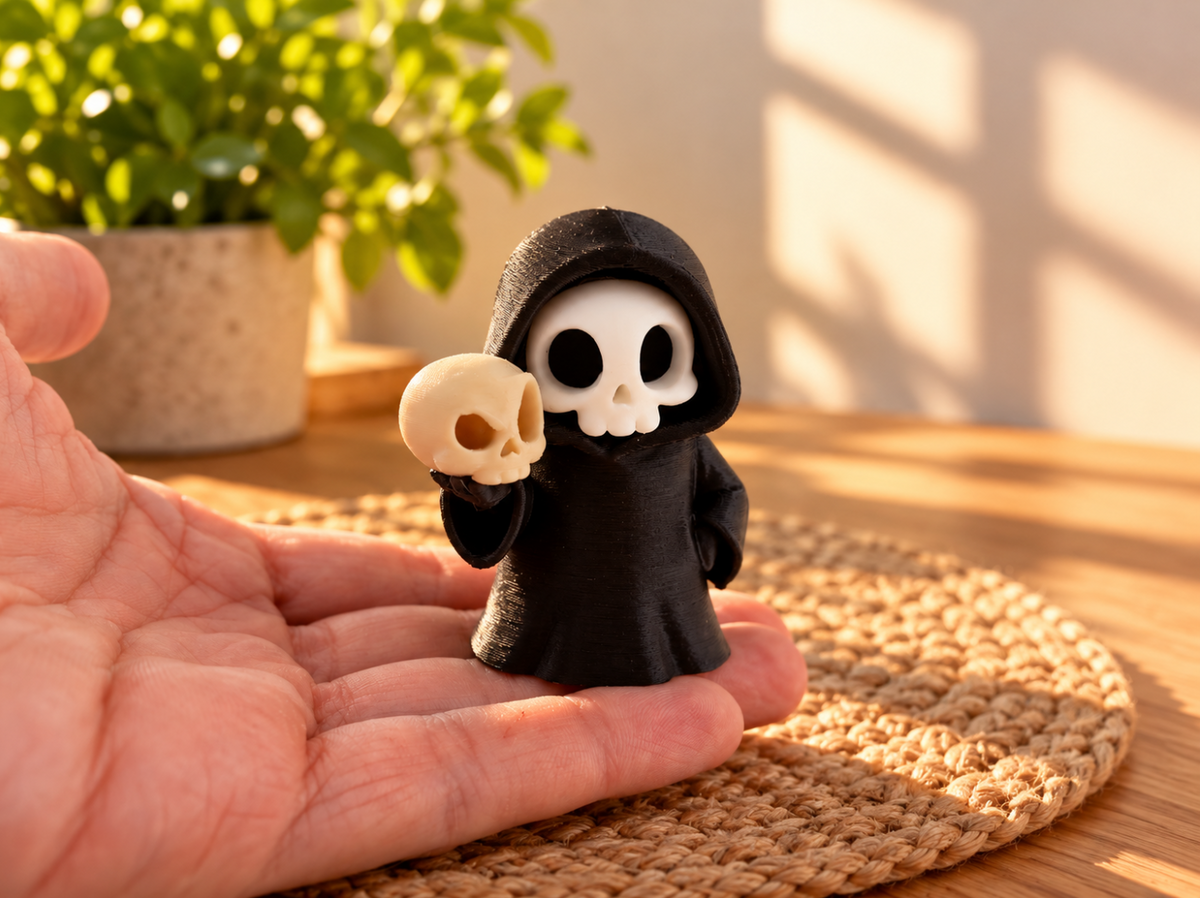 Totenkopf-Figur mit Schädel – Halloween-Deko