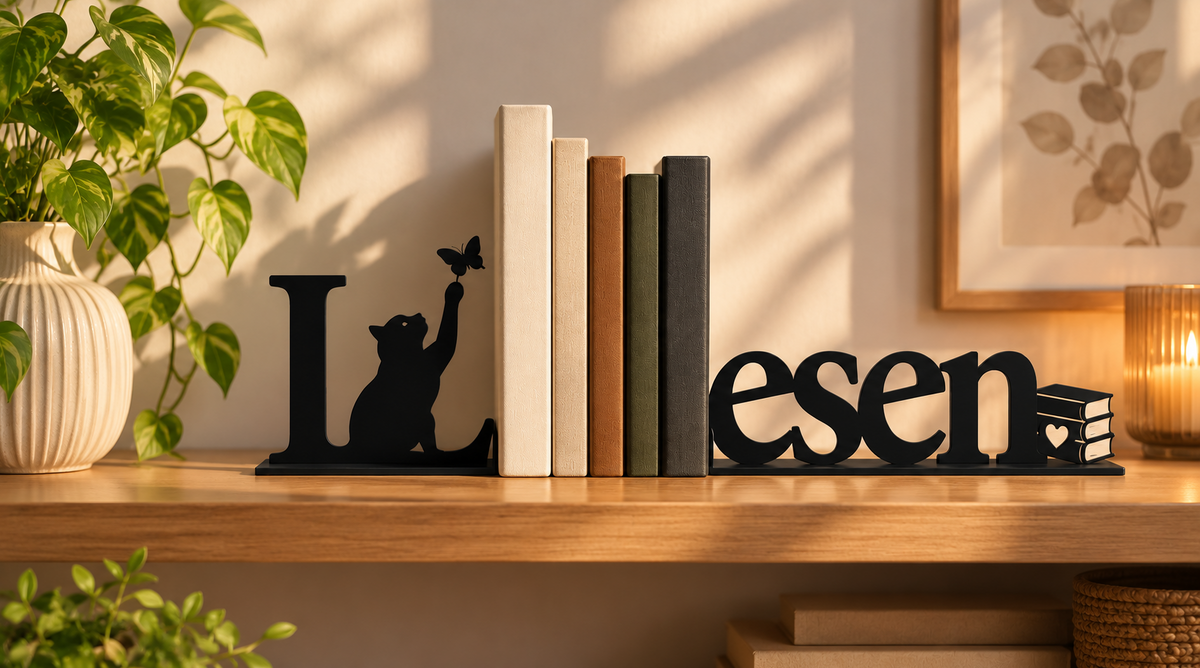 Buchstütze Katze zum Lesen – Deko für Bücherliebhaber