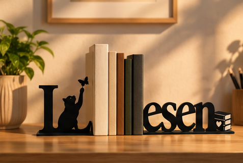 Buchstütze Katze zum Lesen – Deko für Bücherliebhaber