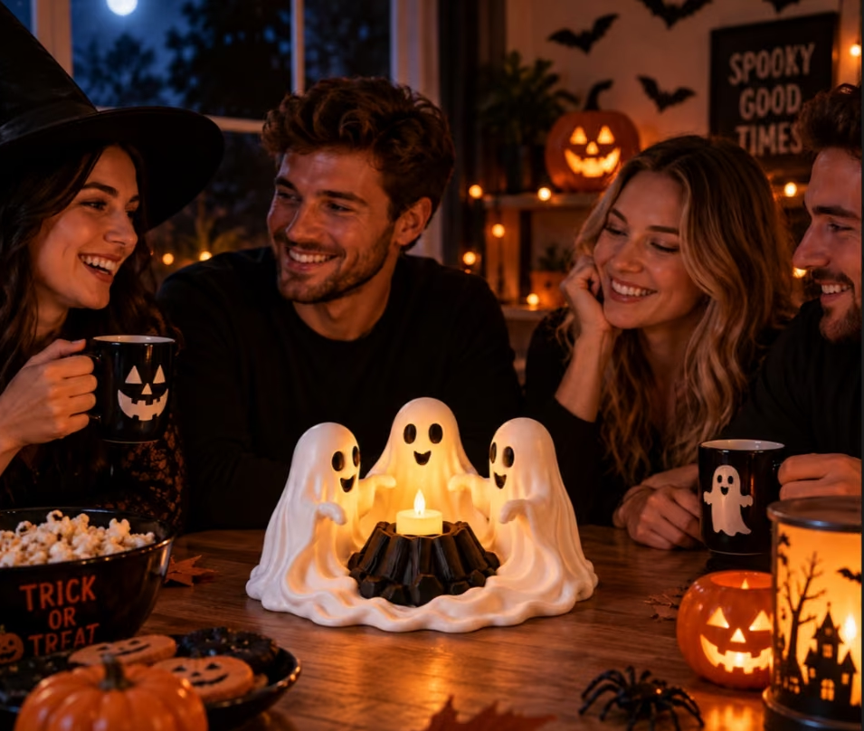 Halloween-Geisterdeko – LED-Teelichthalter