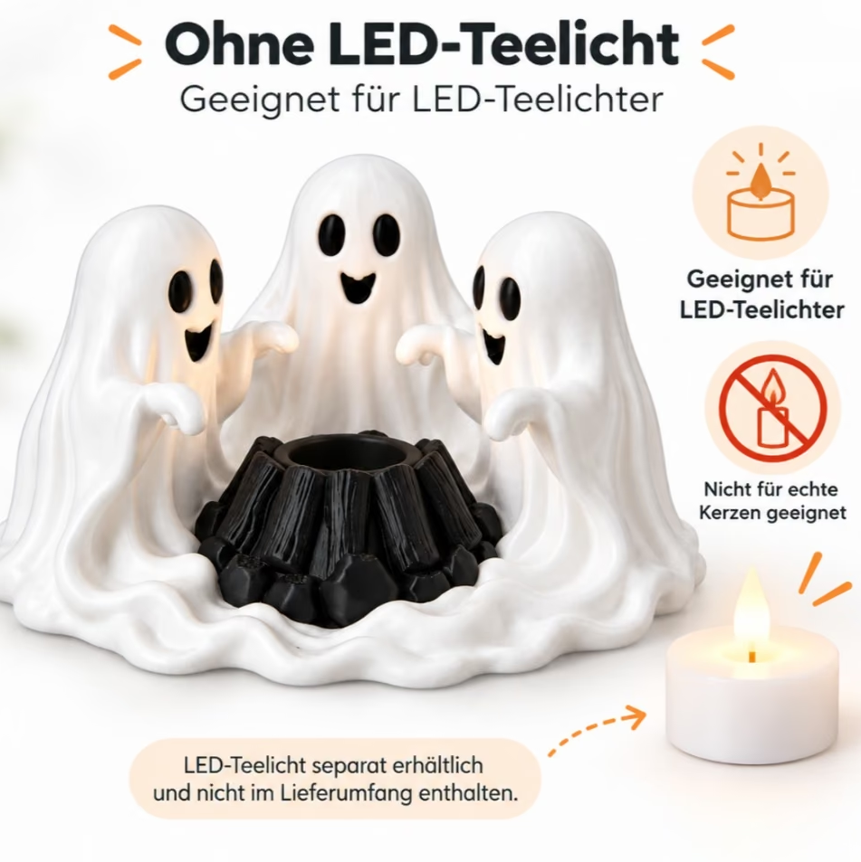 Halloween-Geisterdeko – LED-Teelichthalter