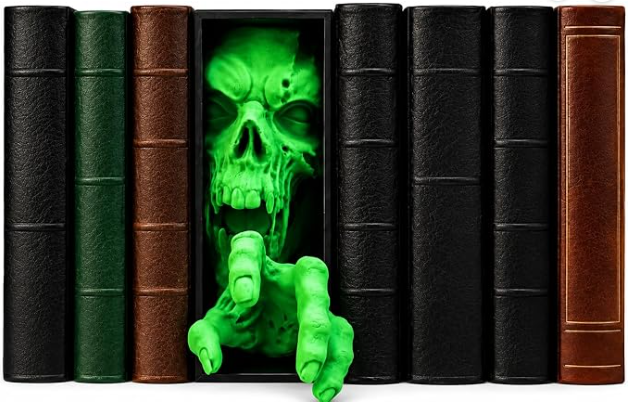 Horror-Schädel – Halloween-Deko fürs Bücherregal, Geschenk für Horror-Fans