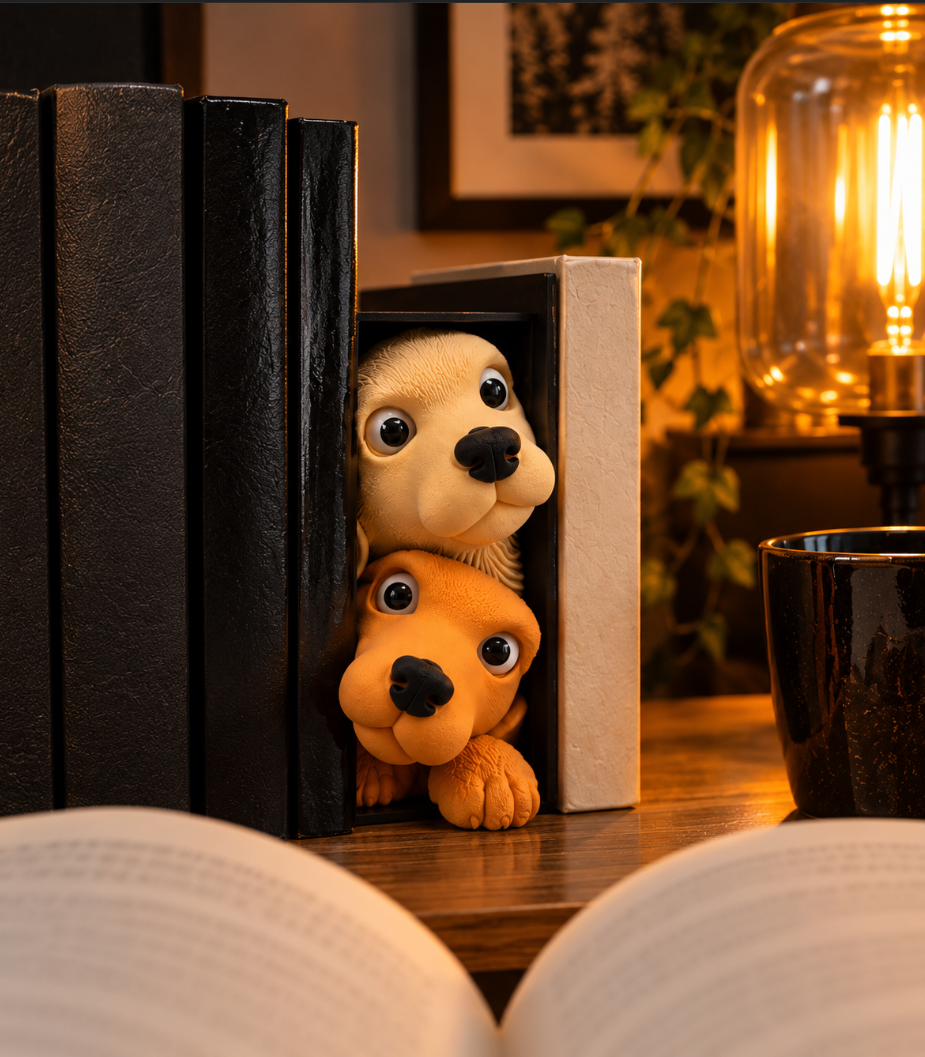 Hunde-Buchstütze Deko für Bücherregal & Bücherliebhaber