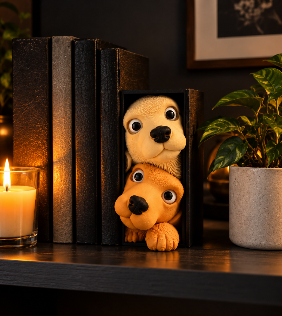 Hunde-Buchstütze Deko für Bücherregal & Bücherliebhaber