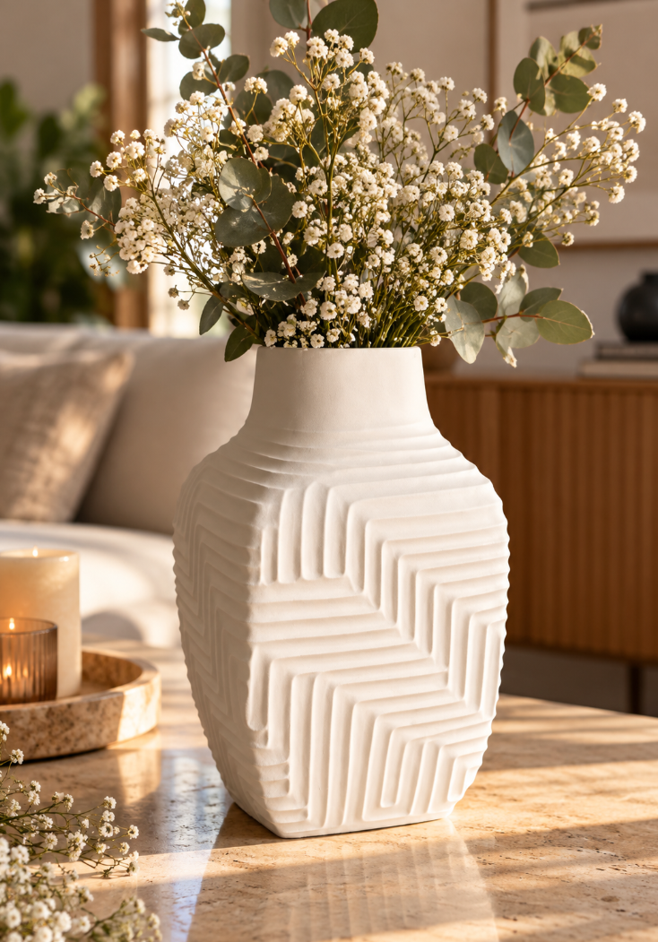 3D-Vase Weiß – Moderne geometrische Dekovase