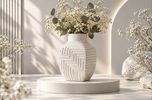 3D-Vase Weiß – Moderne geometrische Dekovase