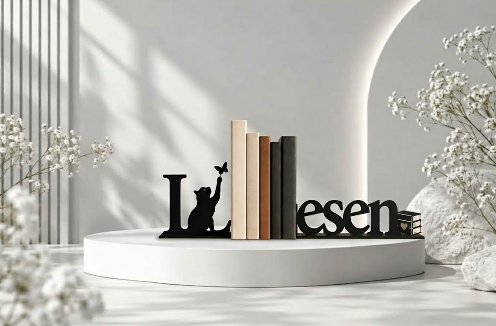 Buchstütze Katze zum Lesen – Deko für Bücherliebhaber