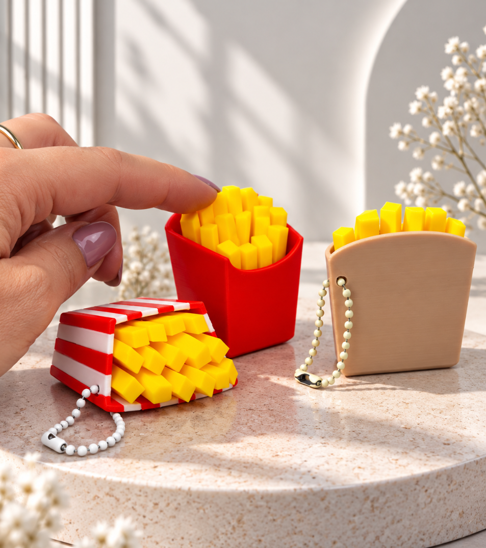 Pommes-Schlüsselanhänger – Pommes-frites-Anhänger für Schlüssel & Tasche