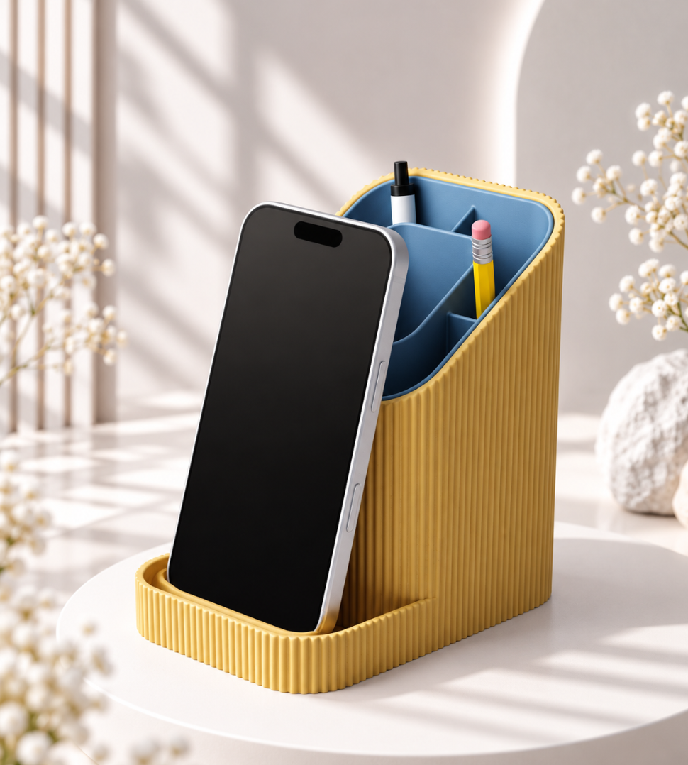 Schreibtisch-Organizer mit Handyhalterung – Stiftehalter & Tisch-Organizer