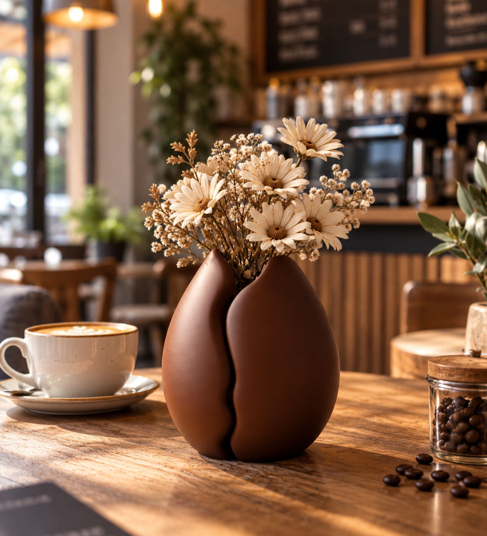 Kaffeebohnen-Vase – Modernes Blumenvase-Design für Küche, Wohnzimmer & Büro