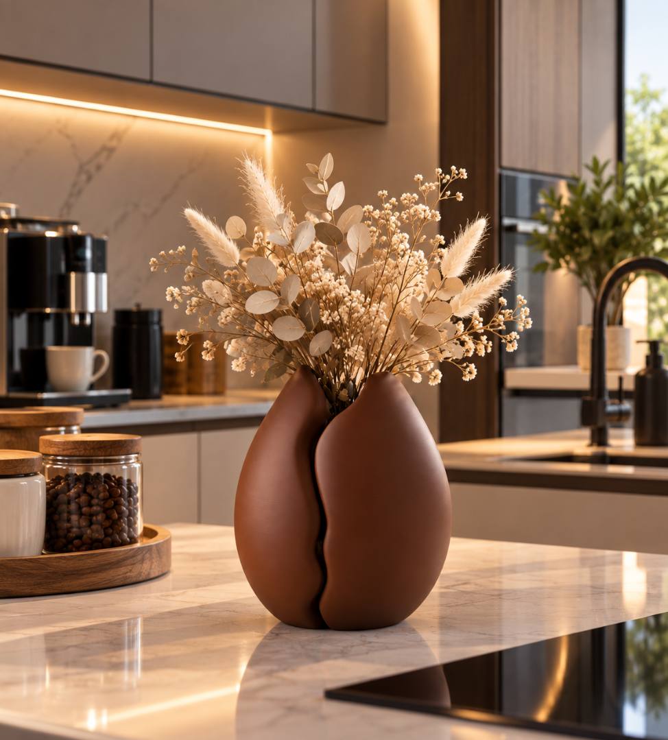Kaffeebohnen-Vase – Modernes Blumenvase-Design für Küche, Wohnzimmer & Büro