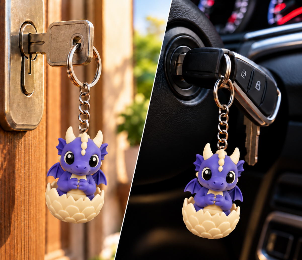 Drachen Clicker Schlüsselanhänger – Baby Drache im Ei