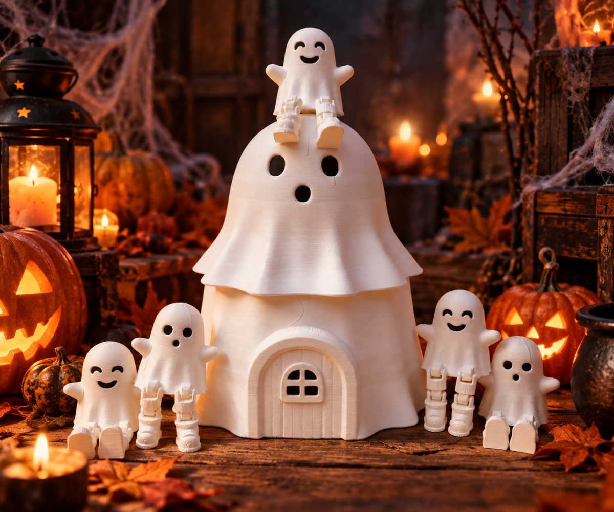 Geister-Versteck mit 5 beweglichen Geistern – Halloween Deko