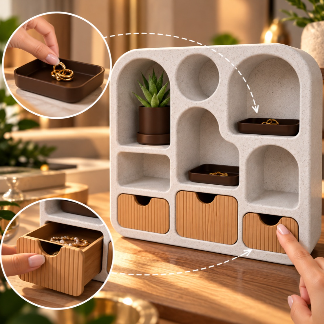 BALI Schmuck Organizer mit Schubladen – Schmuckregal & Aufbewahrung