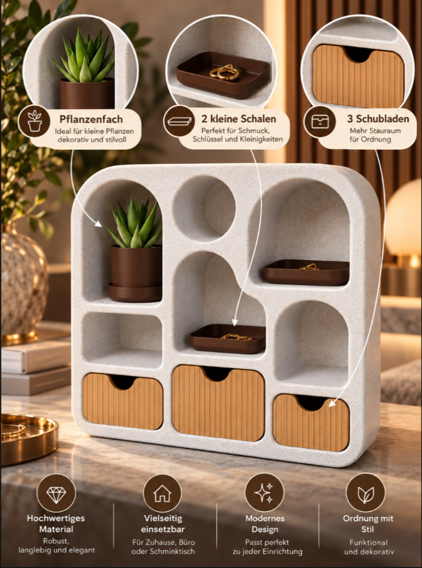 BALI Schmuck Organizer mit Schubladen – Schmuckregal & Aufbewahrung