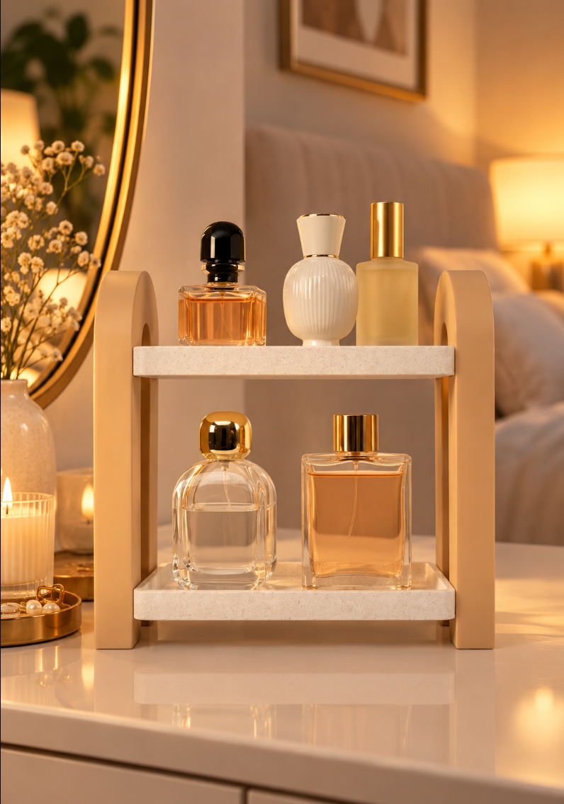 Parfümregal mit 2 Ebenen – Kosmetik Organizer & Badezimmer Ablage