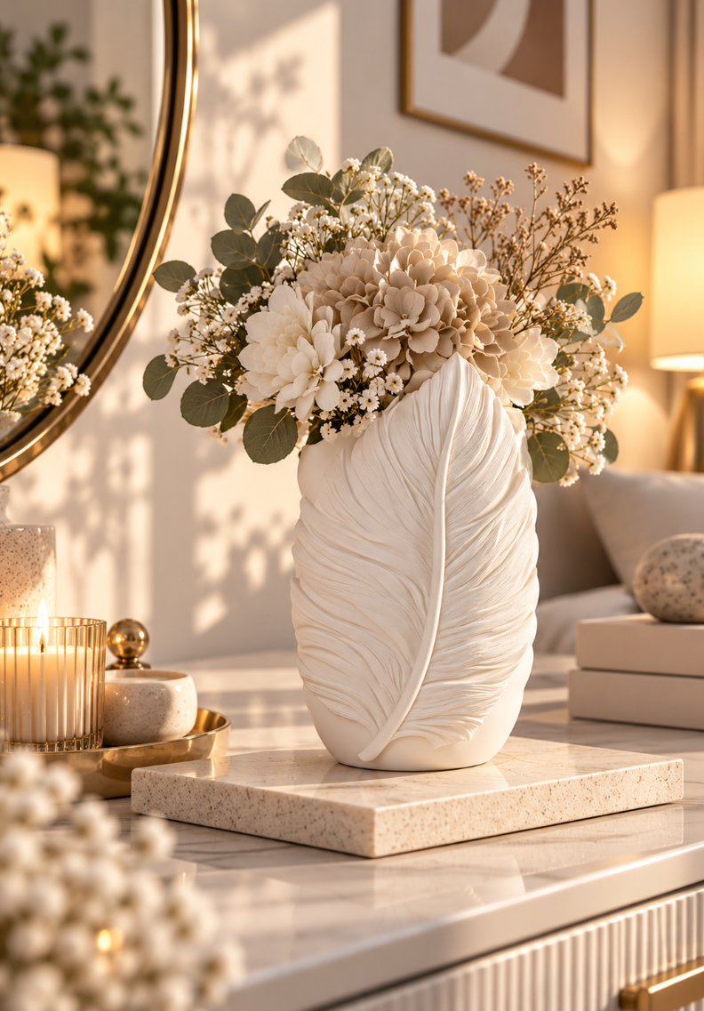 Moderne Blatt Vase – Dekovase für Trockenblumen & stilvolle Wohndeko