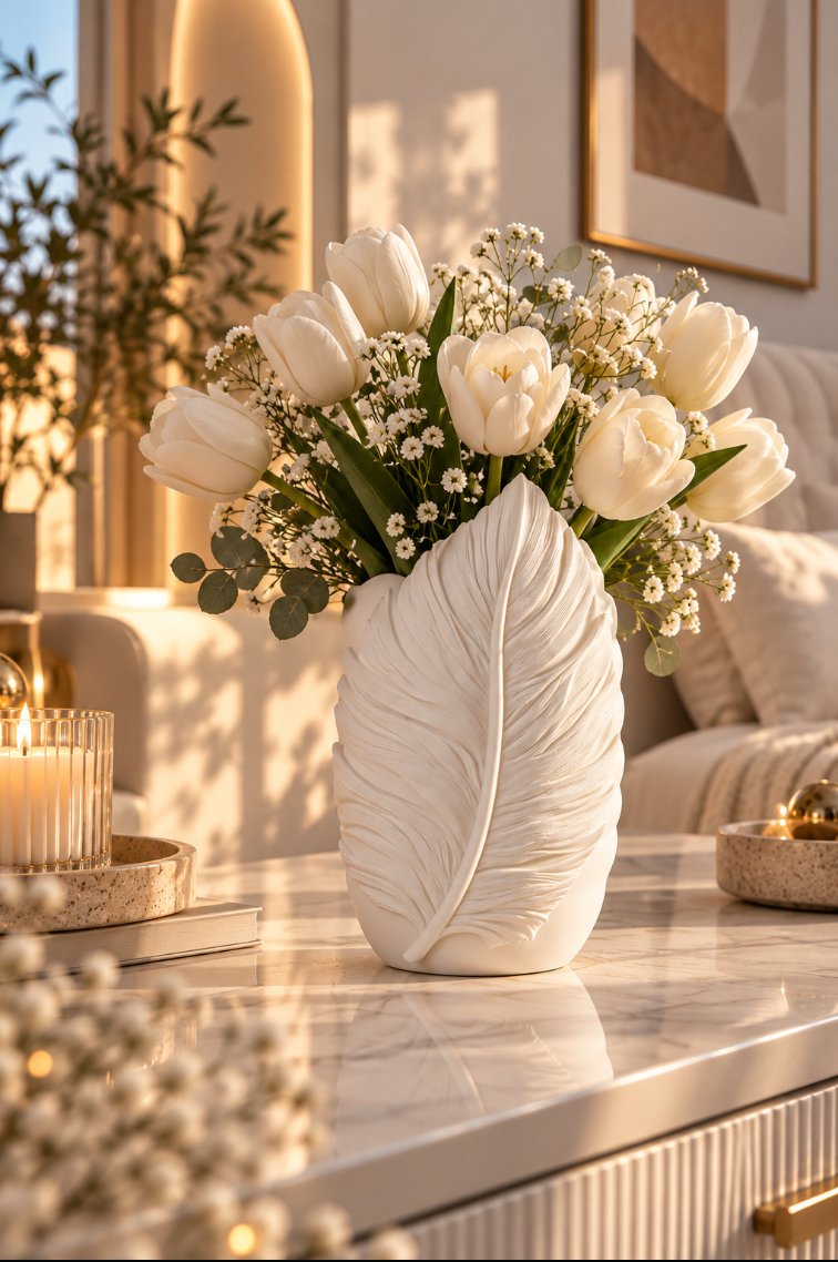 Moderne Blatt Vase – Dekovase für Trockenblumen & stilvolle Wohndeko