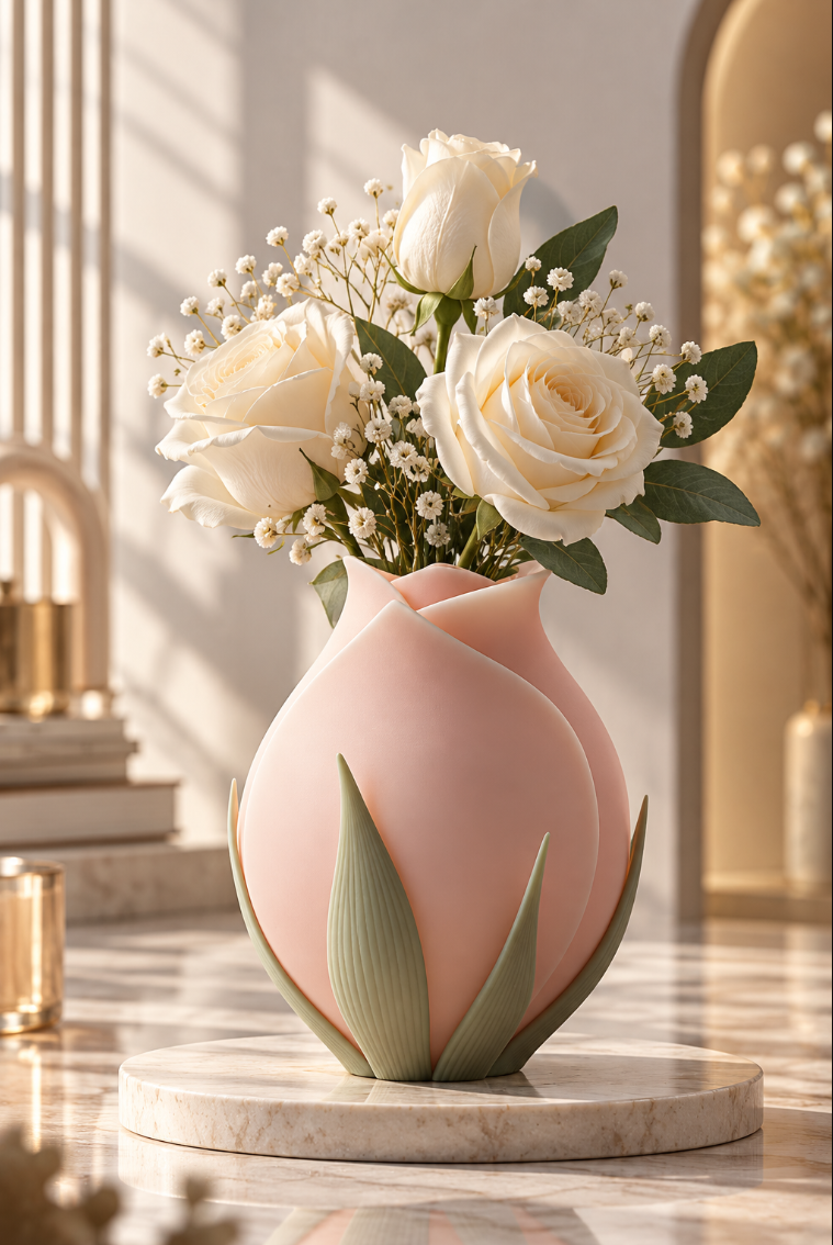 Tulpen Design Vase – Moderne Dekovase in 4 Farben für Trockenblumen