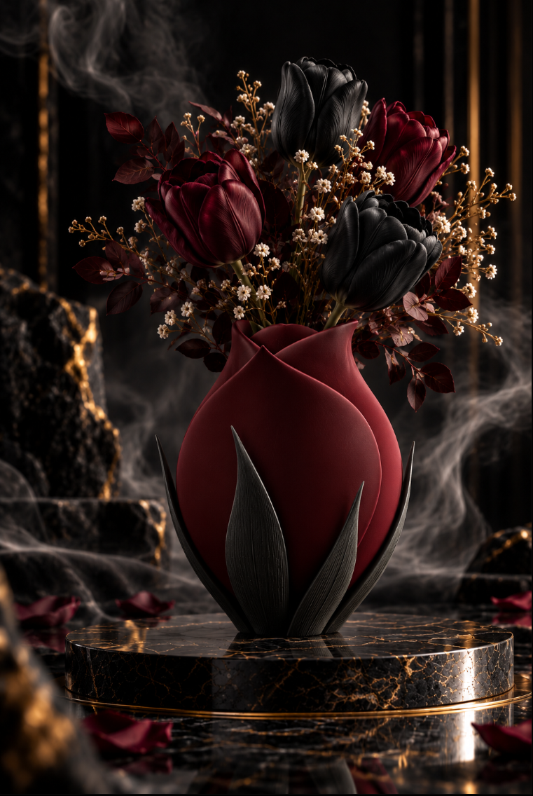 Tulpen Design Vase – Moderne Dekovase in 4 Farben für Trockenblumen