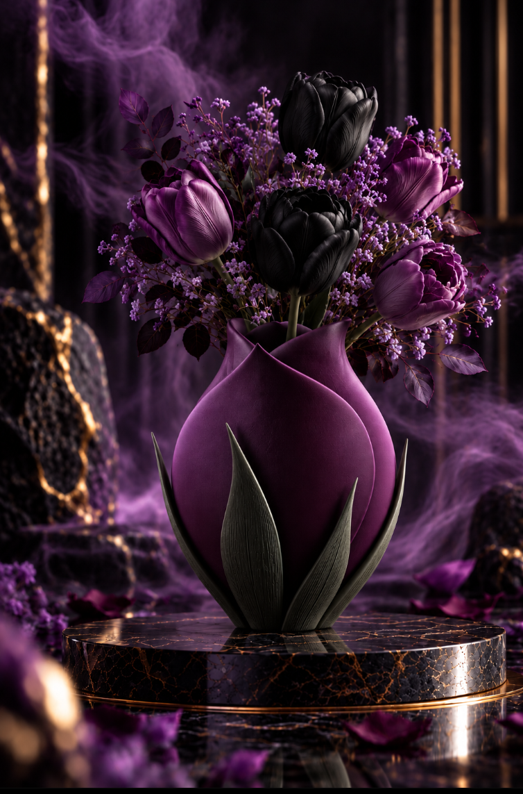 Tulpen Design Vase – Moderne Dekovase in 4 Farben für Trockenblumen