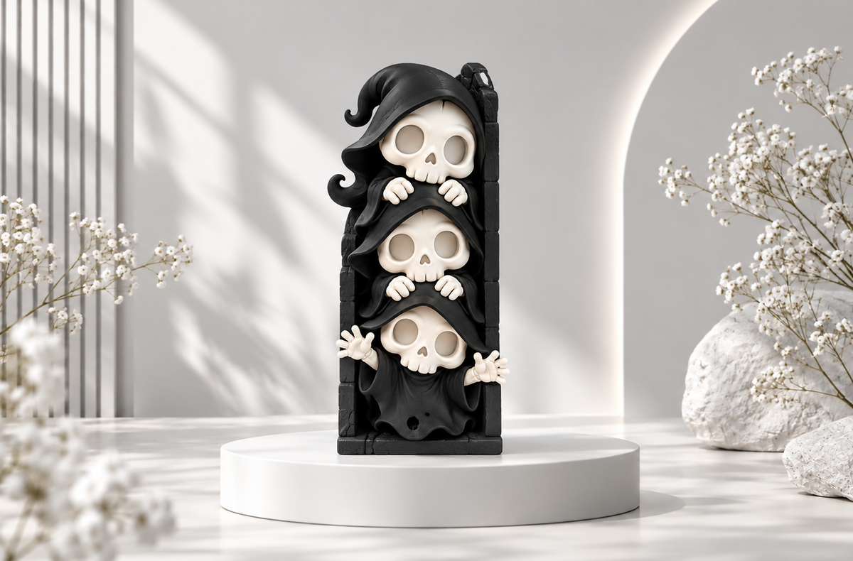 Totenkopf Buchstütze – Gothic Deko für Bücherregal & Halloween