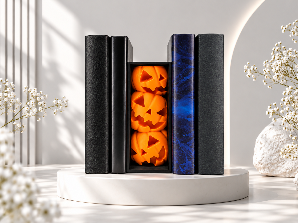 Halloween Kürbis Buchstütze – Gruselige Deko fürs Bücherregal