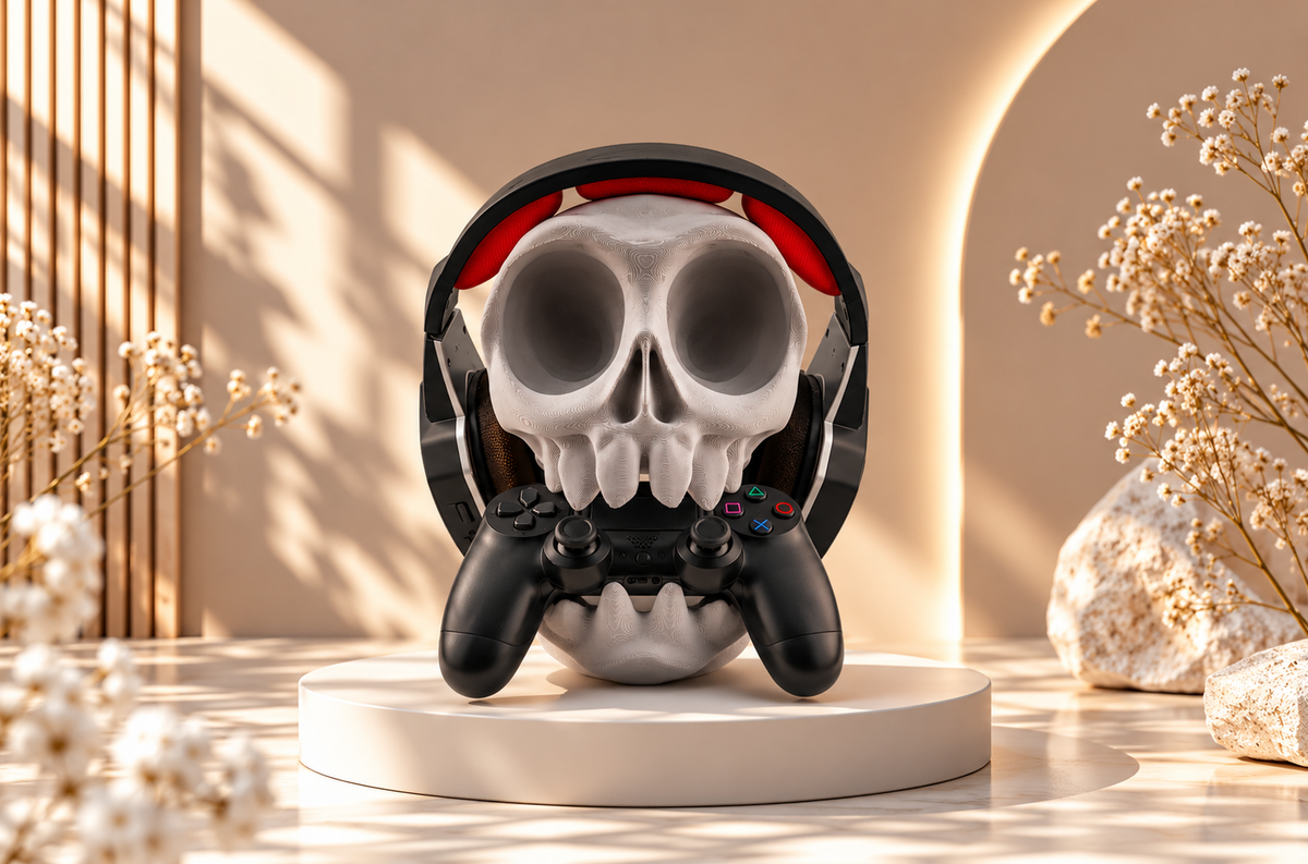 Gaming Totenkopf Halter – Controller- & Kopfhörerständer fürs Setup