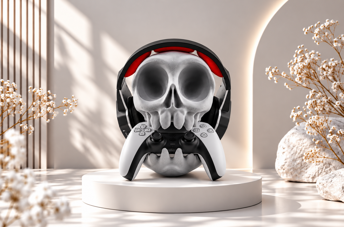 Gaming Totenkopf Halter – Controller- & Kopfhörerständer fürs Setup