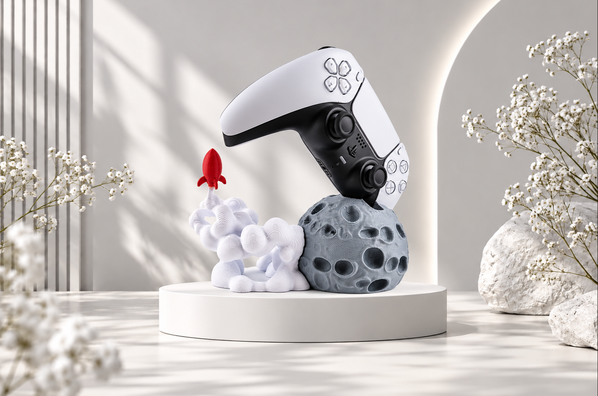 Gaming Controller Halter Mond & Rakete – Controller Ständer fürs Gaming Setup