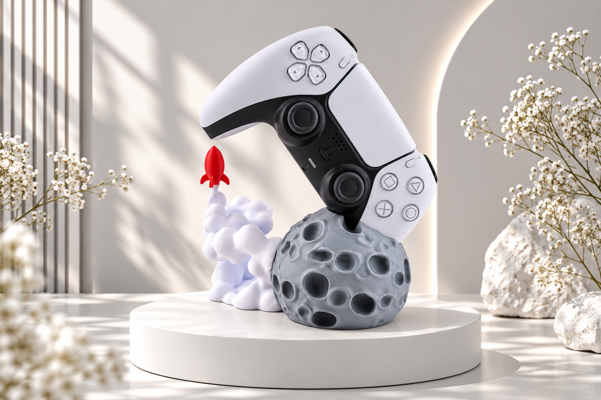 Gaming Controller Halter Mond & Rakete – Controller Ständer fürs Gaming Setup