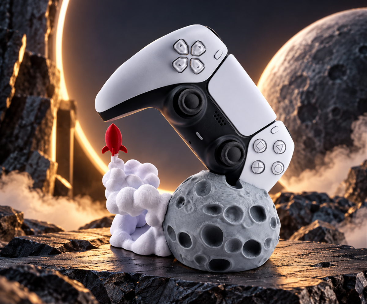 Gaming Controller Halter Mond & Rakete – Controller Ständer fürs Gaming Setup
