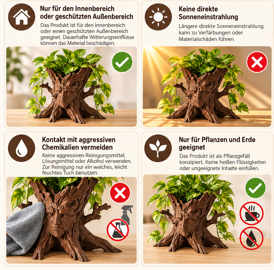 Forest Spirit Pflanzgefäß – Dekorativer Baum-Übertopf mit Charakter