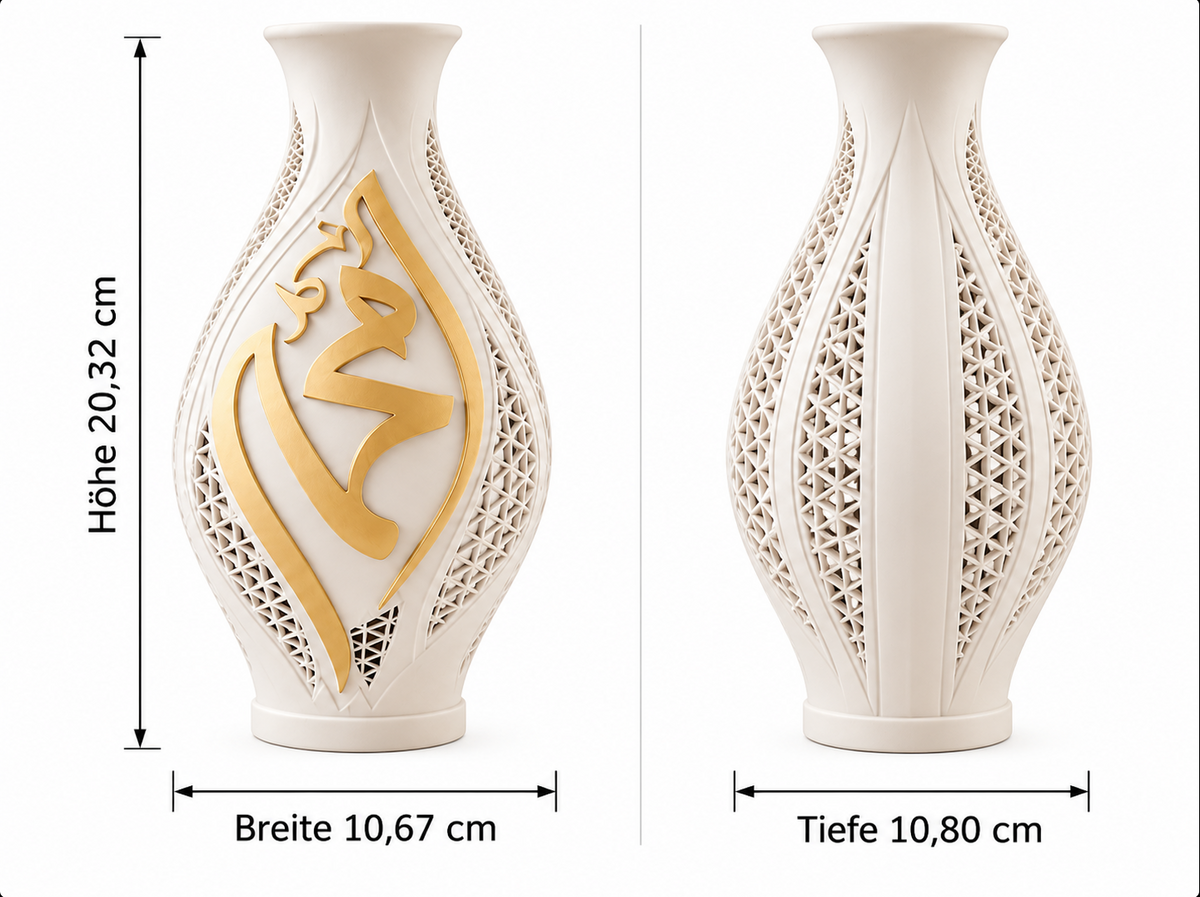 Islamische Deko-Vase – Elegante Kalligrafie in Gold